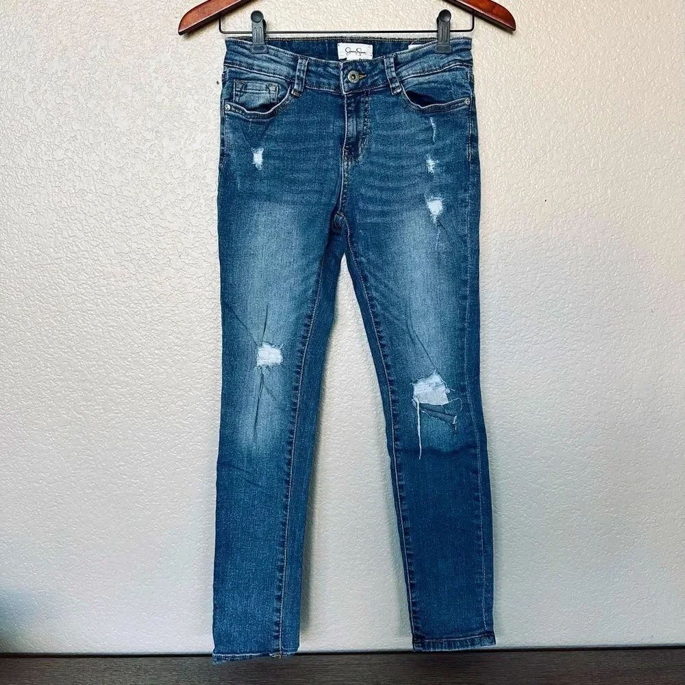 Jessica Simpson Kiss Me Skinny Rolled Cuff Distressed Skinny Jeans 12